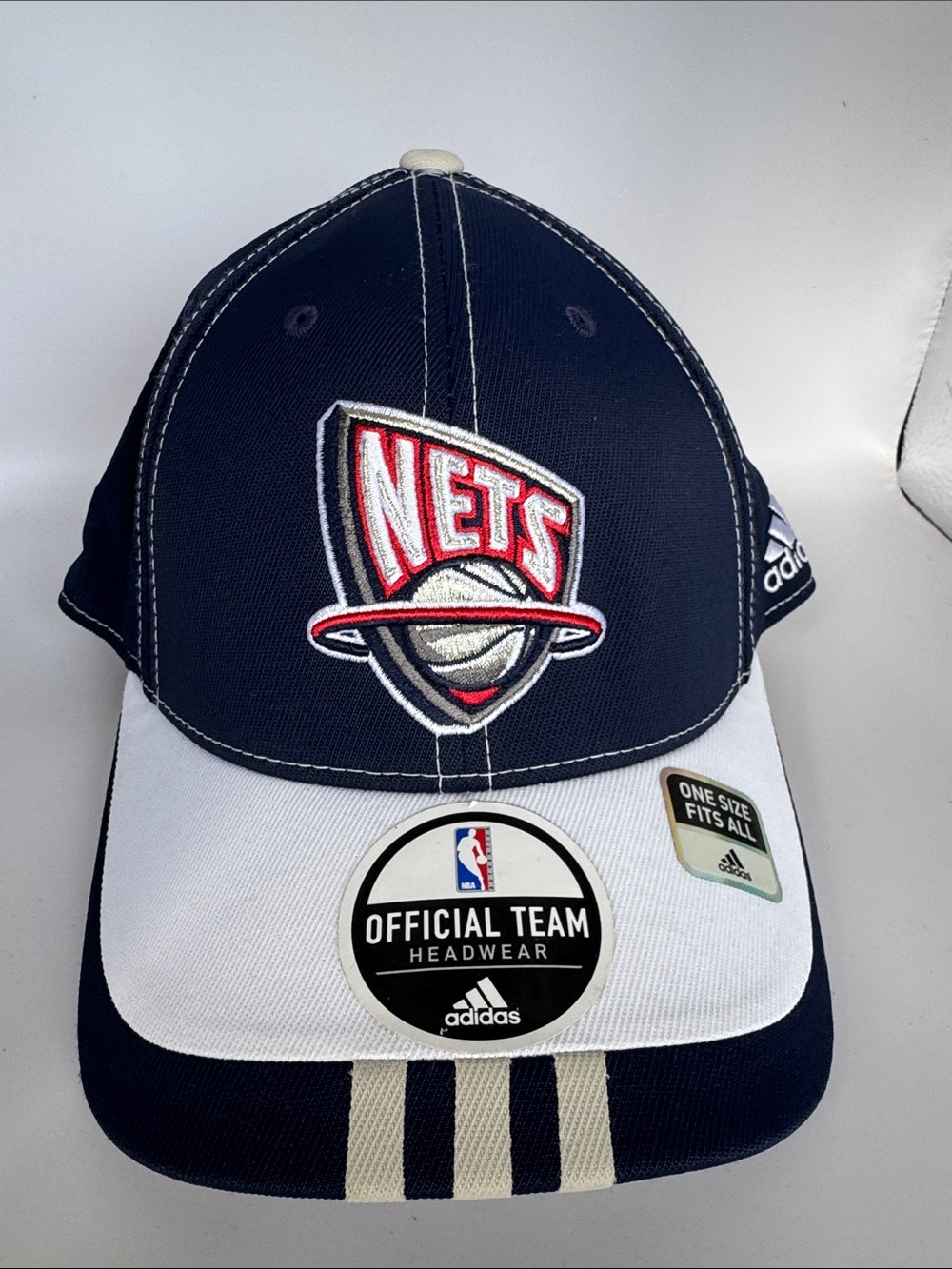 adidas Navy, White Nets Embroidered Team Baseball Cap
